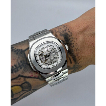 Custom Seiko Mod • No Logo White Skeleton Nautilus • 40mm